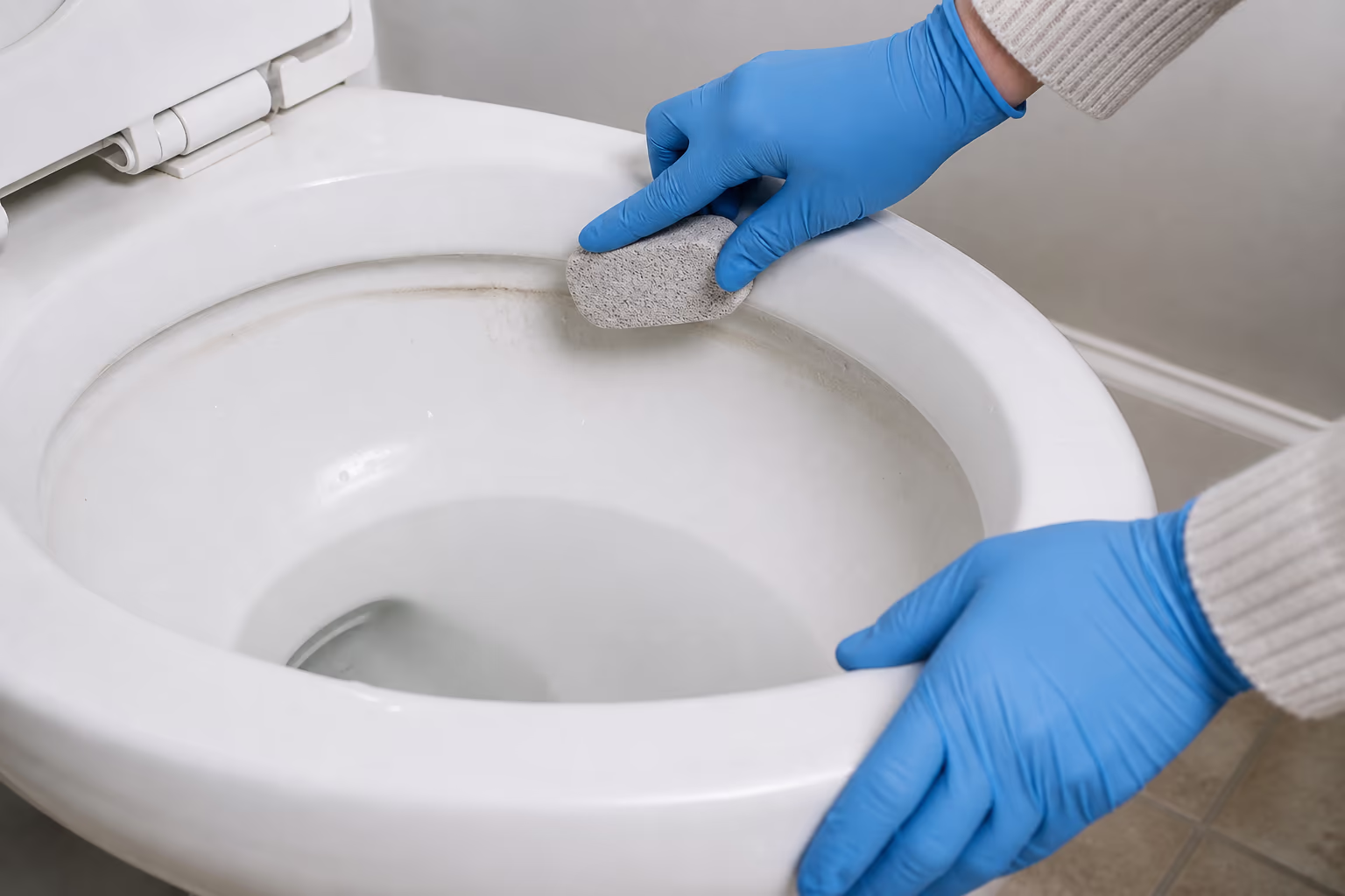 Gloved hands spraying a cleaner onto a surface and wiping it with a microfibre cloth in a bright Ottawa home.