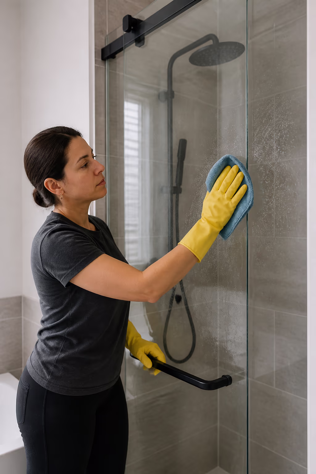 A cleaning technician in uniform reviewing a weekly cleaning plan with an Ottawa homeowner beside the kitchen sink, ready to carry the deeper weekly and seasonal tasks.