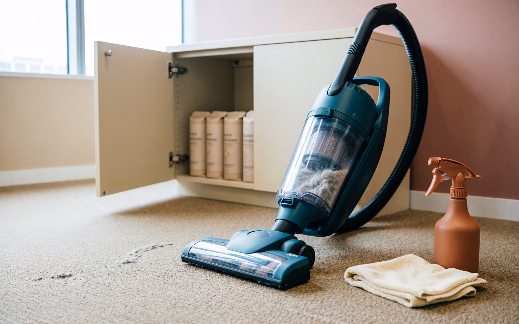 Cover illustration for the guide "Office Carpet Cleaning: DIY vs Professional".